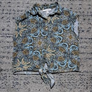 Elegant Paisley Button Down Shirt - Blue and Brown